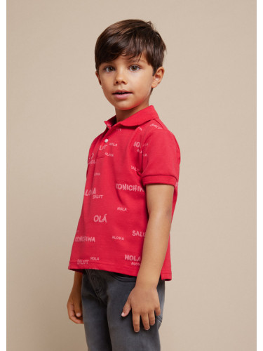 Детска тениска с яка в червен цвят на щампи Mayoral