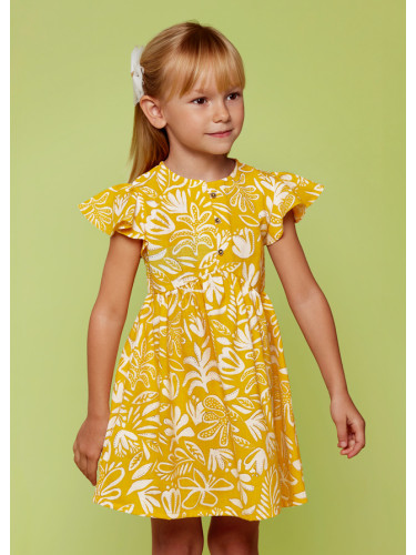 Детска рокля в жълт цвят с флорални мотиви Mayoral