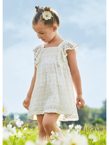 Детска рокля в бял цвят с дантела Mayoral
