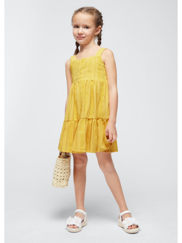 Детска рокля в цвят горчица с перфорирани елементи Mayoral