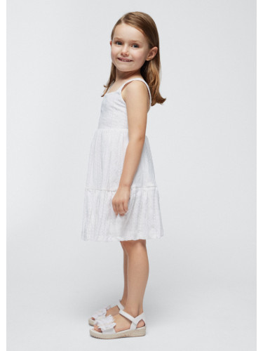 Детска рокля в бял цвят с перфорирани елементи Mayoral
