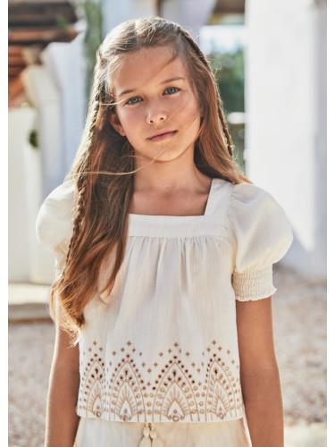 Детска блуза с бродерия в бял цвят Mayoral