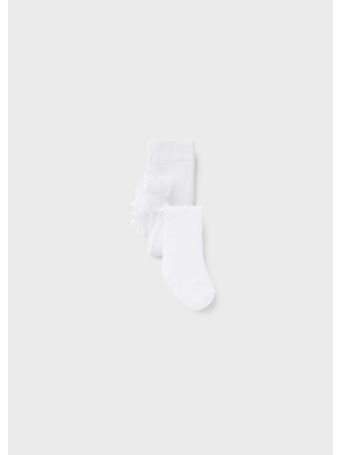 Бебешки чорапогащник в бял цвят с къдрички Mayoral
