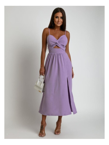 Purple summer midi dress with straps