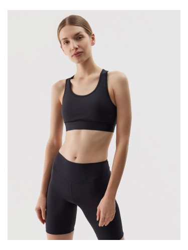 Women's Sports Bra with Low Support Made of 4F Recycled Materials - Black