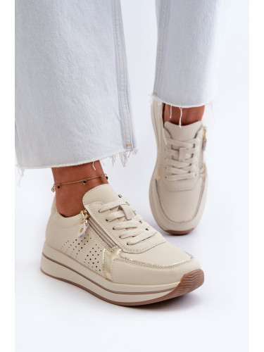 Women's leather sneakers on a beige Ligustra platform