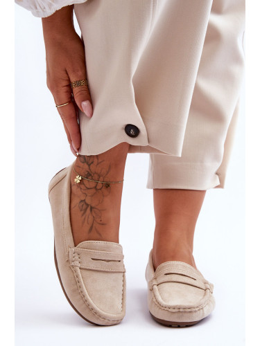 Boto Дамски велурени мокасини бежови Lenvie