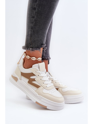 Women's platform sneakers made of eco leather, beige Lynnette