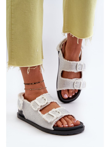 Women's Embellished Denim Sandals White Irmale