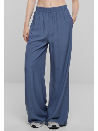 Women's viscose trousers with wide legs - blue