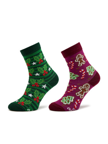 Комплект 2 чифта дълги чорапи детски Rainbow Socks Xmas Socks Balls Kids Gift Pak 2 Цветен