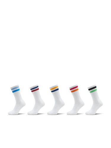 Комплект 5 чифта дълги чорапи мъжки Jack&Jones Jacbenjamin 12256232 Бял