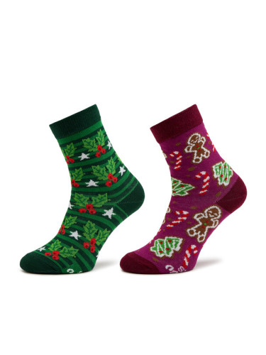 Rainbow Socks Комплект 2 чифта дълги чорапи детски Xmas Socks Balls Kids Gift Pak 2 Цветен