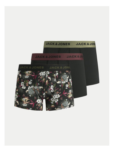 Jack&Jones Комплект 3 чифта боксерки Flower 12194284 Черен