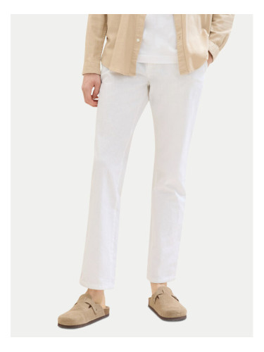 Tom Tailor Текстилни панталони 1041171 Бял Regular Fit