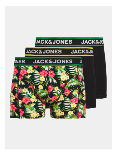 Jack&Jones Комплект 3 чифта боксерки Flowers 12250612 Черен
