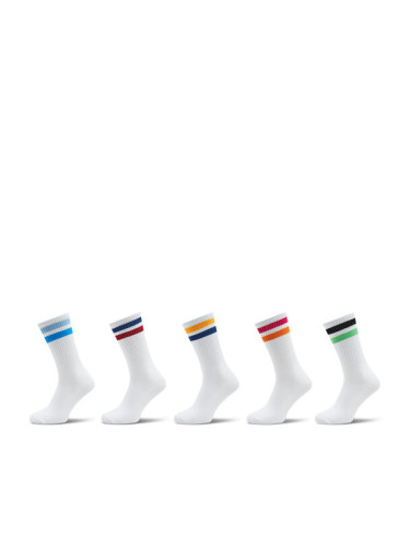 Jack&Jones Комплект 5 чифта дълги чорапи мъжки Jacbenjamin 12256232 Бял