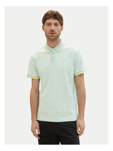 Tom Tailor Тениска с яка и копчета 1040822 Зелен Regular Fit