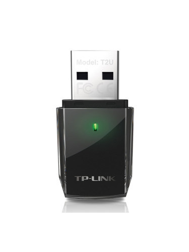 Мрежови адаптер TP-Link Archer T2U AC600, 600 Mbps, Wireless AC/A/N/G/B, Dual Band USB Adapter
