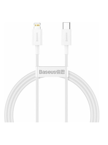Кабел Baseus CATLYS-A02, от USB-C(м) към Lightning(м), 1м, 20W, бял
