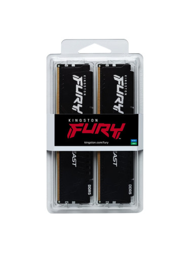 Памет 64GB (2x32GB) DDR5 5600MHz, Kingston FURY Beast Black, KF556C36BBEK2-64, 1.25 V