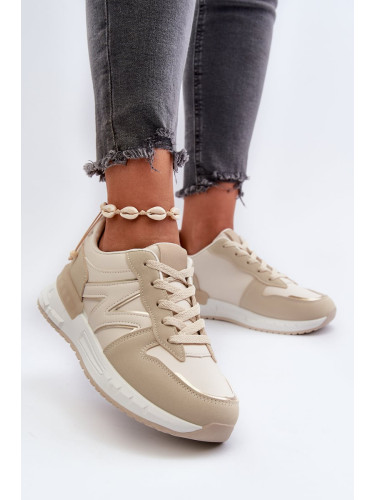 Beige women's sneakers made of Kaimans eco leather