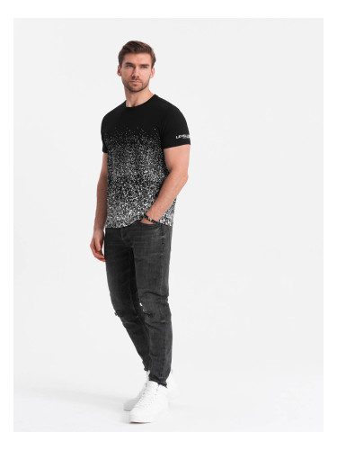 Ombre Men's gradient print cotton t-shirt - black
