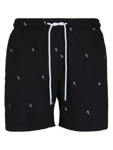 Men's swimwear with embroidery black/palm