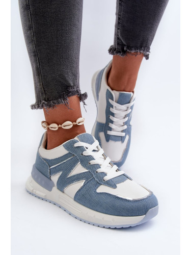 Women's denim sneakers made of eco leather, blue Kaimans