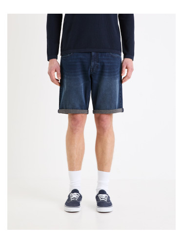 Navy blue men's denim shorts Celio Bofirstbm