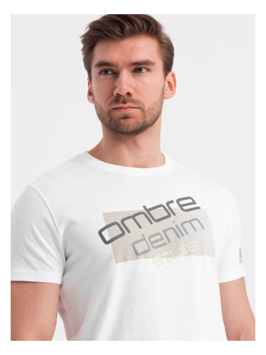 Ombre Men's cotton t-shirt with logo - white