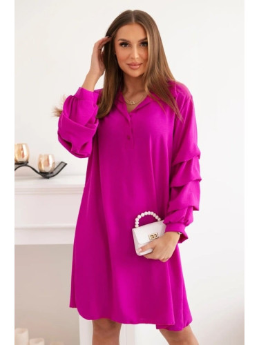 Oversize dress with ruffled sleeves, purple