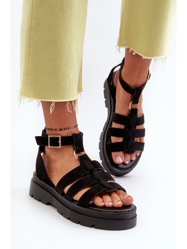 Gladiator women's sandals made of Eco Suede Black Dorameia