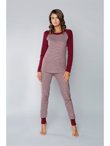 Women's pyjamas Sana long sleeves, long trousers - melange-burgundy/burgundy
