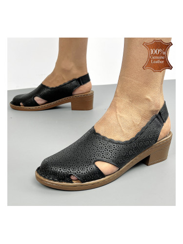 Черни сандали от естествена кожа с отворена пета GZ9505 black