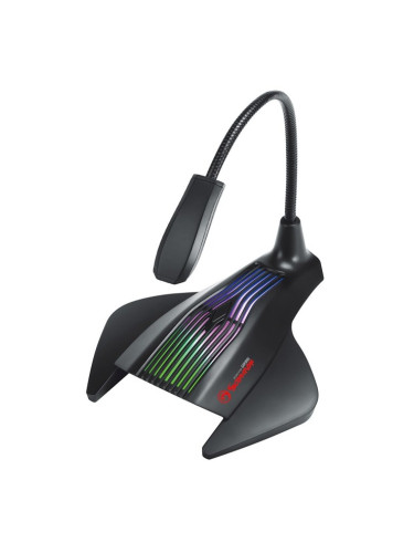 Микрофон Marvo Mic-01, USB, със стойка, RGB подсветка, черен