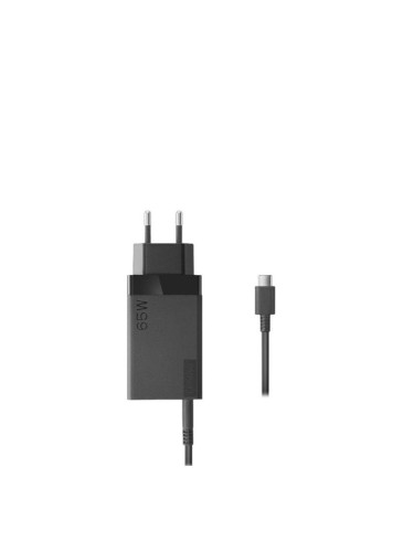 Зарядно устройство Lenovo 65W USB-C AC Travel Adapter (EU)(A), от контакт към USB Type C (м), 65W/1.2 А, черно