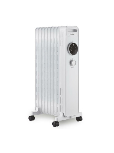 Маслен радиатор Kumtel KUM-1225S, 2000W, за помещения с площ до 20 кв.м., защита от прегряване, термостат, бял