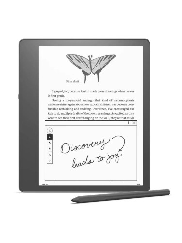 Електронна книга Amazon Kindle Scribe, 10.2" (25.90cm) E-Ink сензорен екран, Premium Pen, Wi-Fi, USB-C, 16GB Flash памет, до 12 седмици живот на батерията, възможност за водене на записки, сива