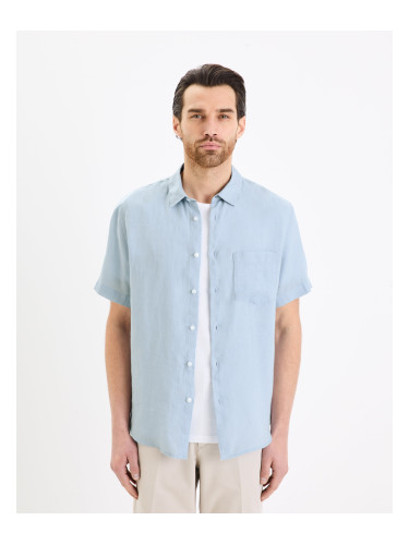 Light blue men's linen shirt Celio Damarlin