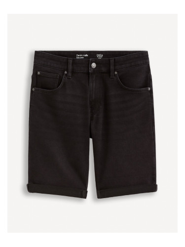 Men's black denim shorts Celio Boknitbm