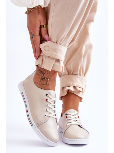 S. BARSKI Дамски кожени маратонки бежови S.Barski