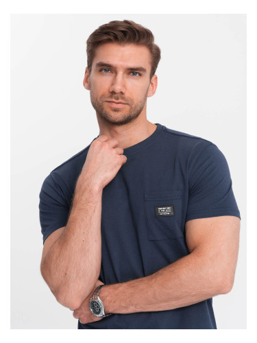 Ombre Men's casual t-shirt with patch pocket - navy blue