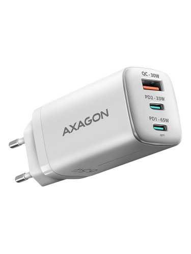 AXAGON ACU-DPQ65W GaN Wall charger, 3x port (USB + dual USB-C), PD3.0/