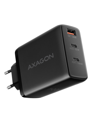 AXAGON ACU-DPQ100 GaN Wall charger, 3x port (USB + dual USB-C), PD3.0/