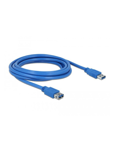 Удължителен кабел Delock USB-A мъжко - USB-А женско, 3 м, Екраниран, С