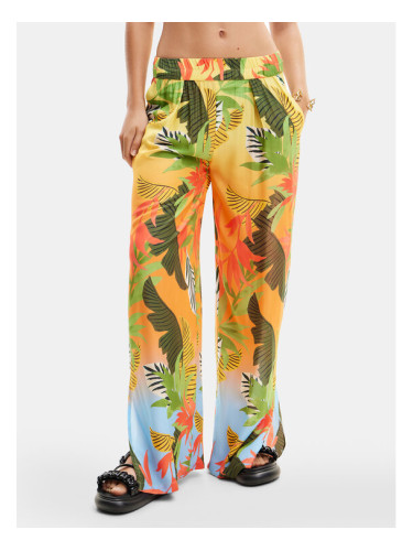 Desigual Текстилни панталони Tropical Party 24SWMW21 Оранжев Loose Fit