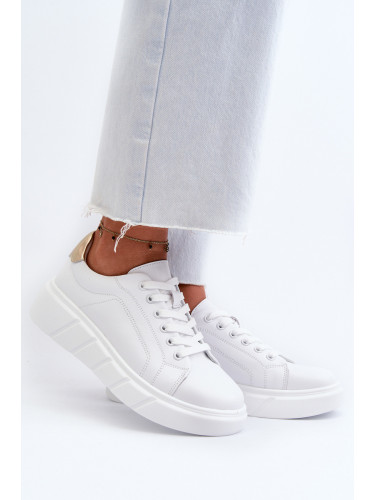 EVENTO Бели дамски кожени кецове Danida с платформа