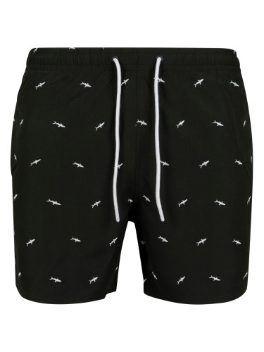 Embroidered swimsuit shark/black/white
