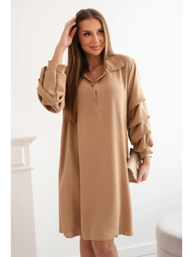 Oversize dress with ruffled camel sleeves
